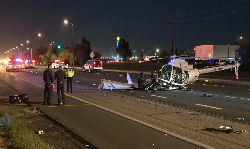Helicopter Crash Sacramento: Three Critically Injured on Highway 50