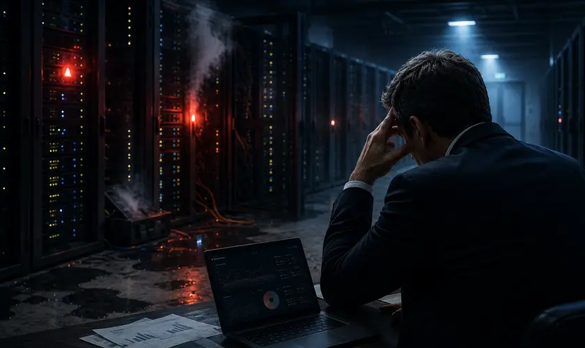 Modern server room with organized server racks, cable management, cooling systems, and a KVM switch supporting efficient IT infrastructure management.