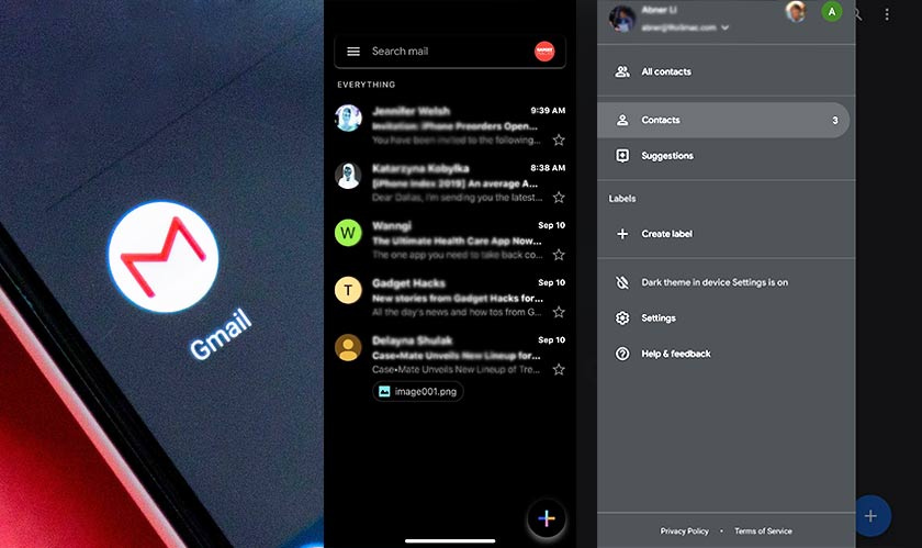 Gmail Introduces Dark Mode in iOS and Android