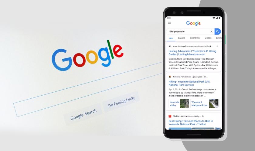 Google search on desktop design