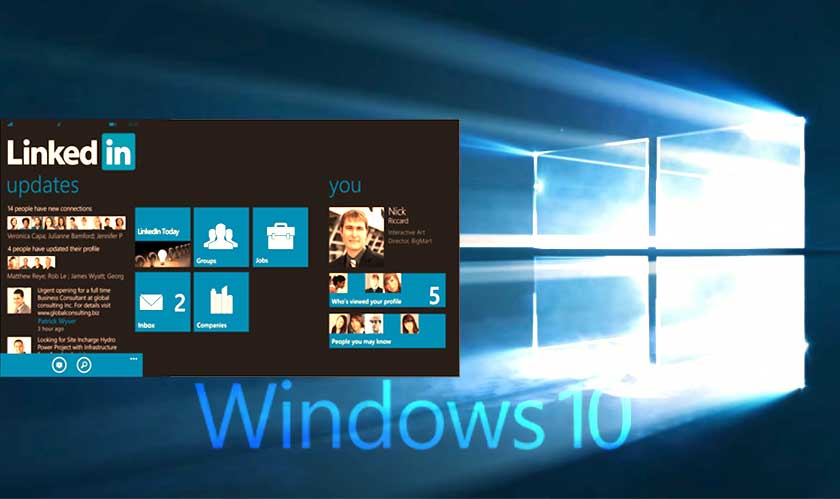 LinkedIn comes as an app in Windows 10