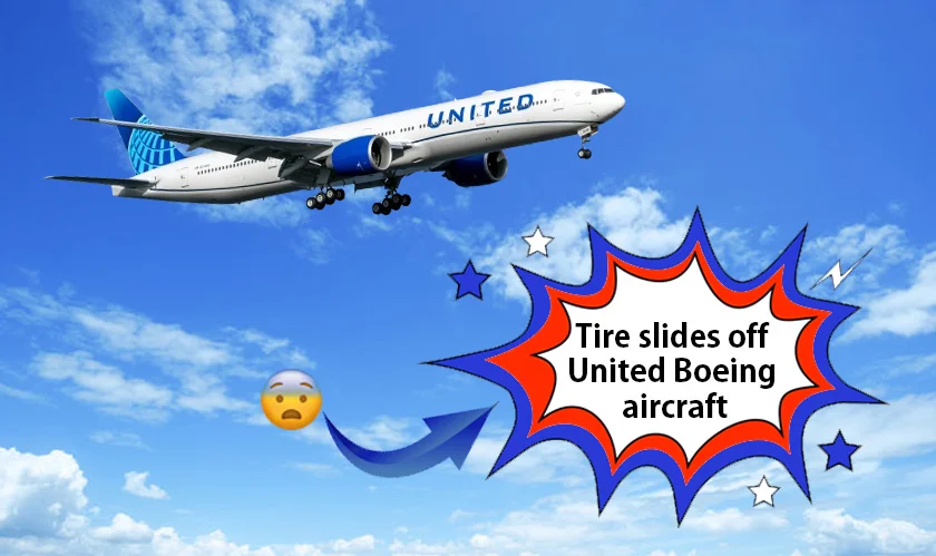 Tire slides off United Boeing aircraft